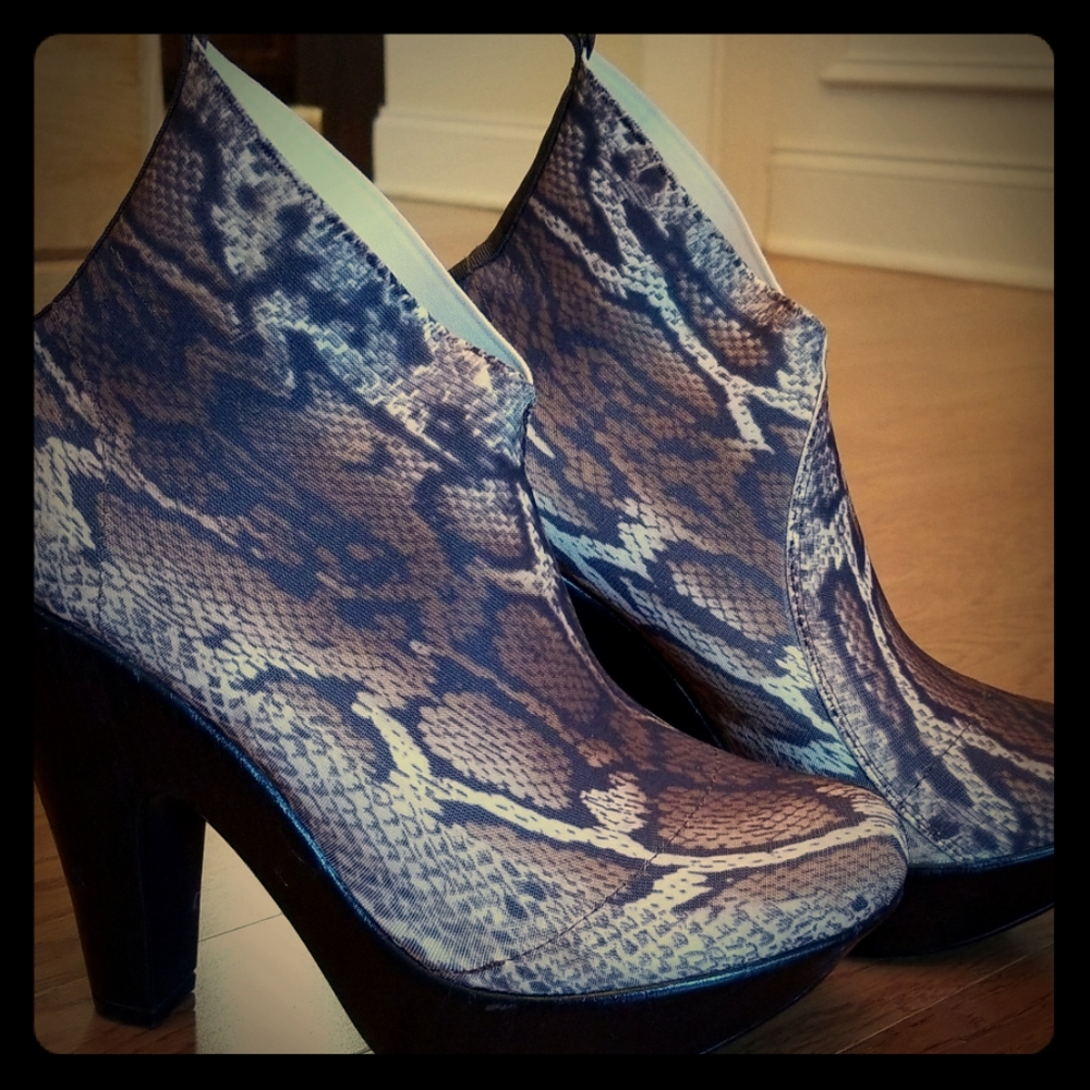 Snake patterned booties